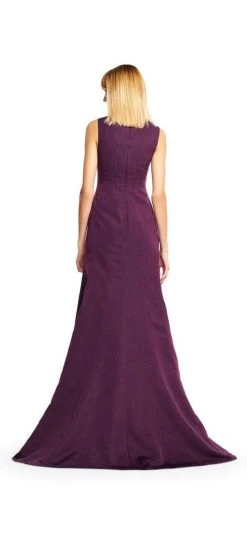Adrianna Papell - AP1E200412 V-neck A-line Dress With Train