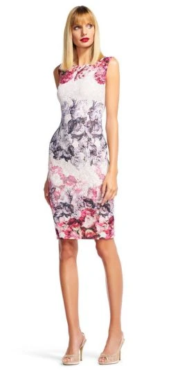 Adrianna Papell - AP1E200680 Sleeveless Floral Sheath Dress Cocktail Dresses
