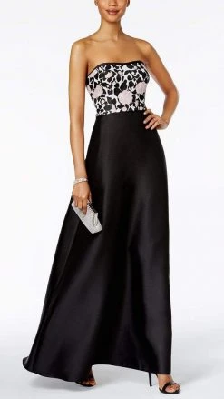 Adrianna Papell AP1E201123 Semi-Sweetheart Floral Embellished Dress - 1 Pc LIGHT PINK BLACK In Size 12 Available Formal Gowns