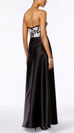 Adrianna Papell AP1E201123 Semi-Sweetheart Floral Embellished Dress - 1 Pc LIGHT PINK BLACK In Size 12 Available Formal Gowns