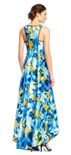 Formal Gowns Adrianna Papell - AP1E201125 Floral Print Pleated Front High Low Dress