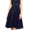 Adrianna Papell - AP1E201275 Embellished V-neck A-line Dress 2 Adrianna Papell - AP1E201275 Embellished V-neck A-line Dress
