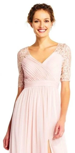 Formal Gowns Adrianna Papell - AP1E201417 Half Sleeve Pin-Tucked Bodice Long Gown 8 Formal Gowns Adrianna Papell - AP1E201417 Half Sleeve Pin-Tucked Bodice Long Gown