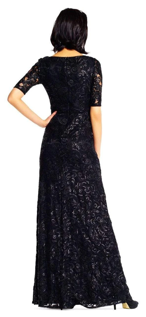 Formal Gowns Adrianna Papell - AP1E201418 Sequin Lace Embroidered Swirl Mesh Dress 4 Formal Gowns Adrianna Papell - AP1E201418 Sequin Lace Embroidered Swirl Mesh Dress