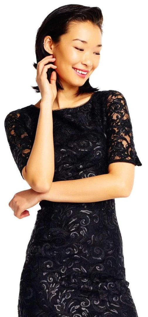 Formal Gowns Adrianna Papell - AP1E201418 Sequin Lace Embroidered Swirl Mesh Dress 6 Formal Gowns Adrianna Papell - AP1E201418 Sequin Lace Embroidered Swirl Mesh Dress