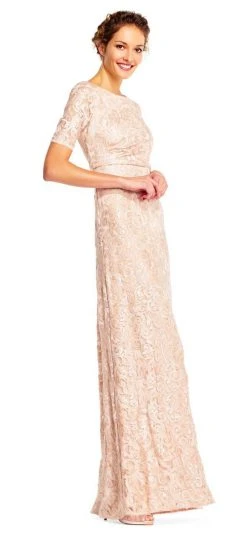 Formal Gowns Adrianna Papell - AP1E201418 Sequin Lace Embroidered Swirl Mesh Dress 22 Formal Gowns Adrianna Papell - AP1E201418 Sequin Lace Embroidered Swirl Mesh Dress