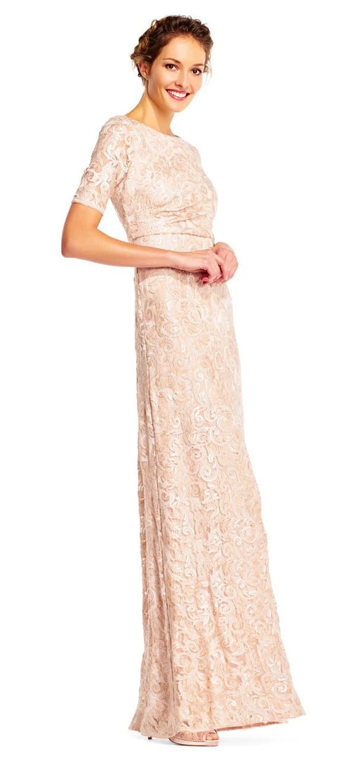 Formal Gowns Adrianna Papell - AP1E201418 Sequin Lace Embroidered Swirl Mesh Dress 12 Formal Gowns Adrianna Papell - AP1E201418 Sequin Lace Embroidered Swirl Mesh Dress