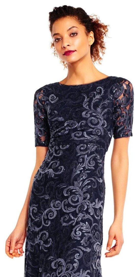 Formal Gowns Adrianna Papell - AP1E201418 Sequin Lace Embroidered Swirl Mesh Dress 8 Formal Gowns Adrianna Papell - AP1E201418 Sequin Lace Embroidered Swirl Mesh Dress