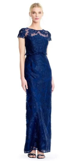 Adrianna Papell - AP1E201453 Metallic Embroidered Popover Lace Gown 10 Adrianna Papell - AP1E201453 Metallic Embroidered Popover Lace Gown