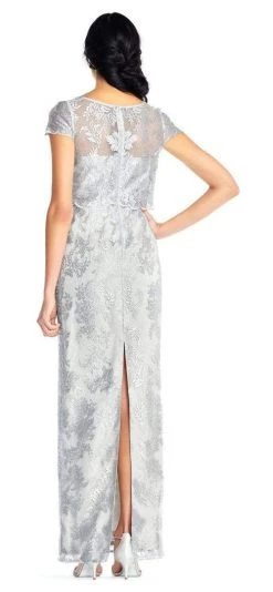 Adrianna Papell - AP1E201453 Metallic Embroidered Popover Lace Gown 12 Adrianna Papell - AP1E201453 Metallic Embroidered Popover Lace Gown