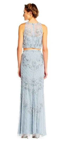 Adrianna Papell - AP1E201534 Beaded Halter Illusion Two Piece Gown Formal Gowns