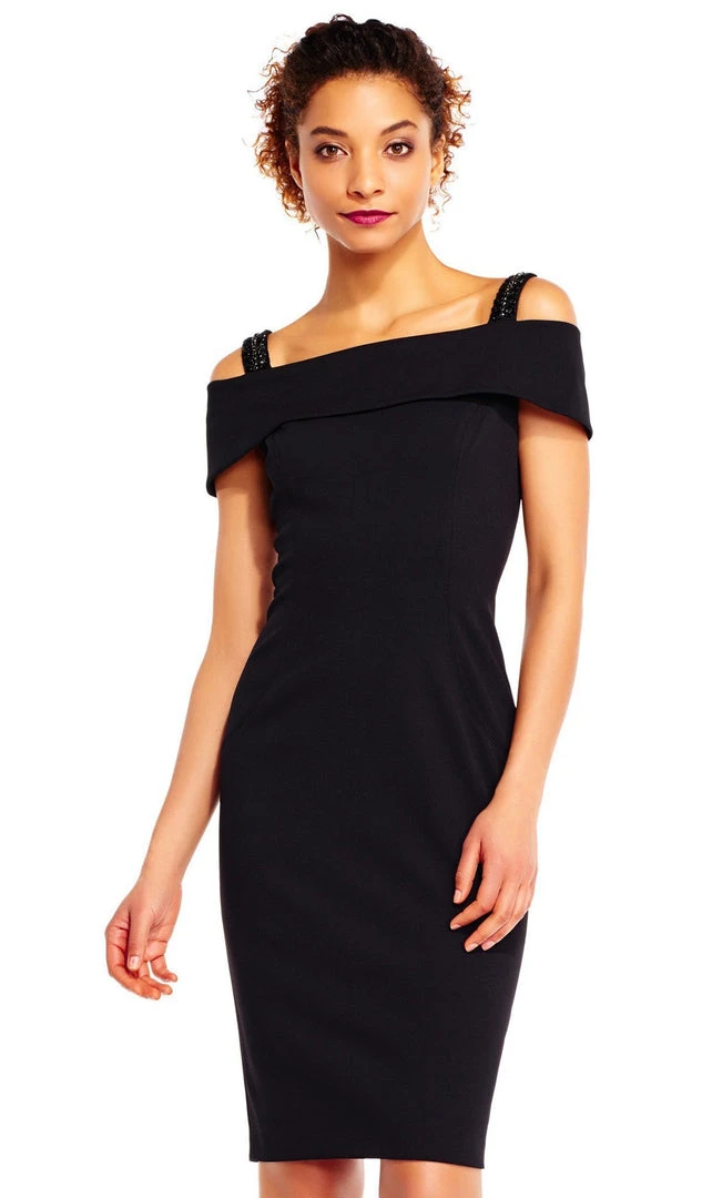 Adrianna Papell - AP1E201555 Embellished Off-shoulder Sheath Dress Cocktail Dresses 5 Adrianna Papell - AP1E201555 Embellished Off-shoulder Sheath Dress Cocktail Dresses