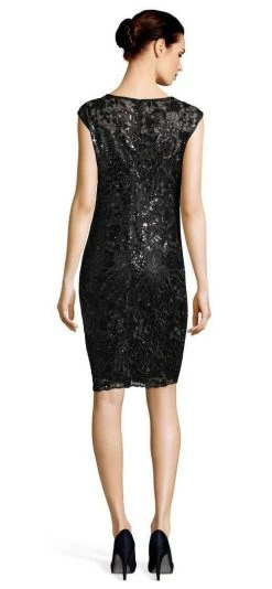 Cocktail Dresses Adrianna Papell - AP1E201566 Sequined Floral Lace Knee Length Dress