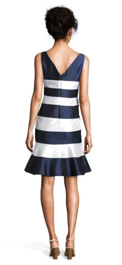 Cocktail Dresses Adrianna Papell - AP1E201573 Stripe Patterned Short Dress