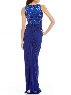 Adrianna Papell - AP1E201669 Floral Lace Bateau Jersey Sheath Dress Formal Gowns