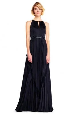 Adrianna Papell - AP1E201701 High Halter Keyhole Cutout Accordion Gown