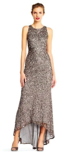 Adrianna Papell - AP1E201754 High Low Sequin Beaded Sleeveless Gown Formal Gowns