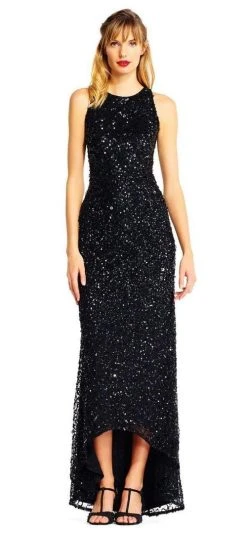 Adrianna Papell - AP1E201754 High Low Sequin Beaded Sleeveless Gown Formal Gowns