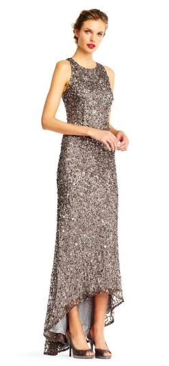 Adrianna Papell - AP1E201754 High Low Sequin Beaded Sleeveless Gown Formal Gowns