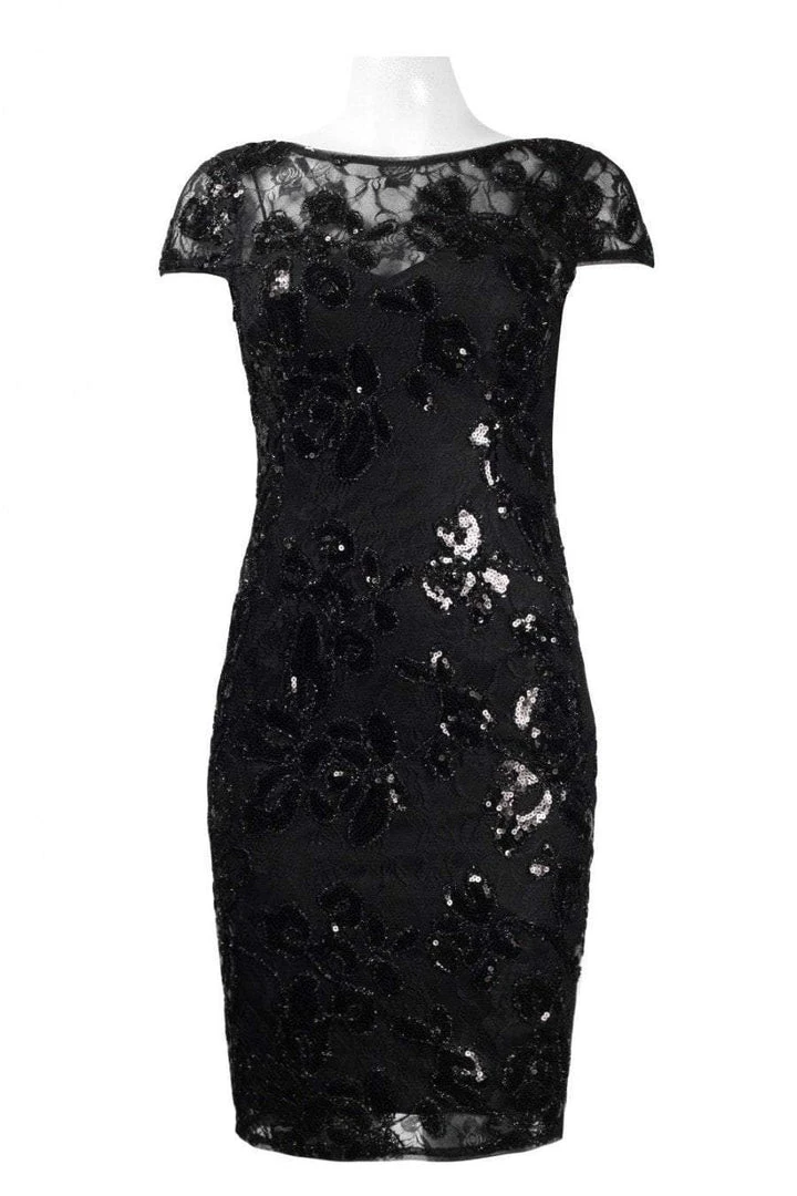Adrianna Papell - AP1E201934 Embroidered Sequined Bateau Sheath Dress Cocktail Dresses 5 Adrianna Papell - AP1E201934 Embroidered Sequined Bateau Sheath Dress Cocktail Dresses