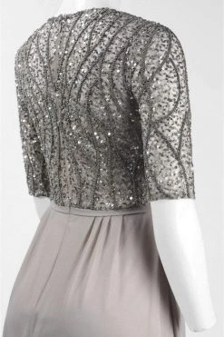 Formal Gowns Adrianna Papell - AP1E202210 Elbow Sleeves Beaded Chiffon Gown 11 Formal Gowns Adrianna Papell - AP1E202210 Elbow Sleeves Beaded Chiffon Gown