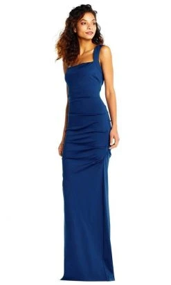 Adrianna Papell - AP1E202260 Draped Square Neck Long Sheath Gown