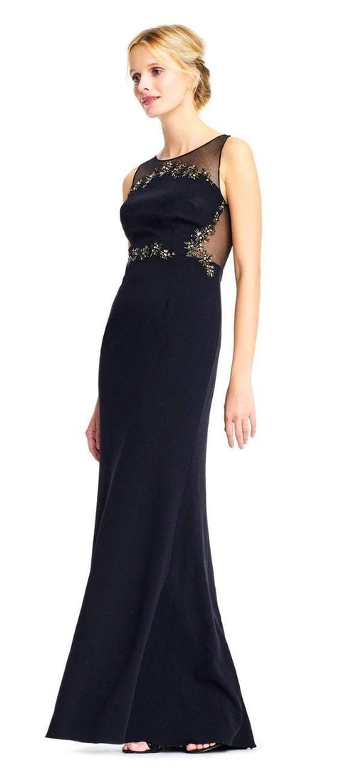 Adrianna Papell - AP1E202366 Metallic Floral Beaded Illusion Gown 3 Adrianna Papell - AP1E202366 Metallic Floral Beaded Illusion Gown