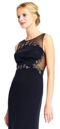 Adrianna Papell - AP1E202366 Metallic Floral Beaded Illusion Gown 8 Adrianna Papell - AP1E202366 Metallic Floral Beaded Illusion Gown