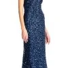 Adrianna Papell - AP1E202438 Crossed String Back Sequined Halter Gown 1 Adrianna Papell - AP1E202438 Crossed String Back Sequined Halter Gown