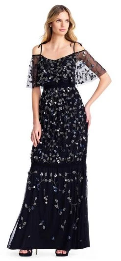 Formal Gowns Adrianna Papell - AP1E202574 V-Neck Cold Shoulder Evening Dress