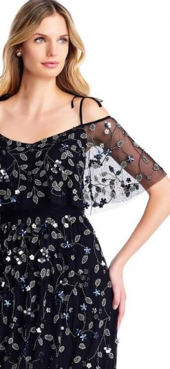 Formal Gowns Adrianna Papell - AP1E202574 V-Neck Cold Shoulder Evening Dress 7 Formal Gowns Adrianna Papell - AP1E202574 V-Neck Cold Shoulder Evening Dress