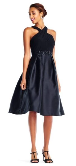 Adrianna Papell - AP1E202707 Criss Cross Halter A-Line Dress