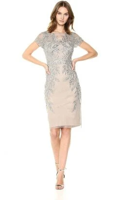 Adrianna Papell - AP1E202791 Embellished Bateau Fitted Cocktail Dress
