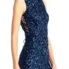 Cocktail Dresses Adrianna Papell - AP1E202826 Sequined High Neck Fitted Cocktail Dress