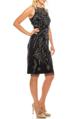 Adrianna Papell - AP1E202940 Bateau Sheath Knee-Length Dress Cocktail Dresses