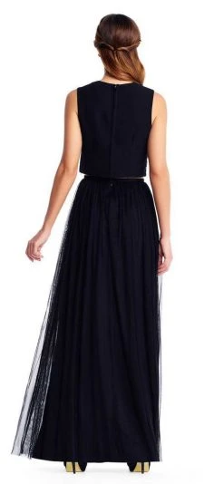 Formal Gowns Adrianna Papell - AP1E203115 Two Piece Sequined Tulle A-line Dress