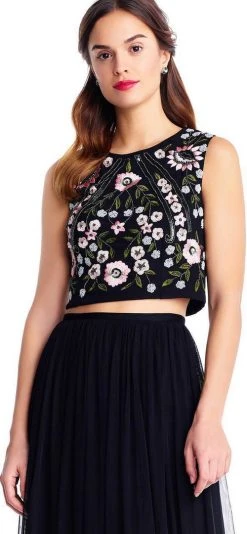 Formal Gowns Adrianna Papell - AP1E203115 Two Piece Sequined Tulle A-line Dress