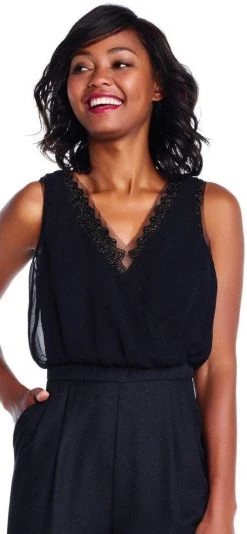 Adrianna Papell - AP1E203142 Beaded V-neck Chiffon Jumpsuit Plus Size Dresses 9 Adrianna Papell - AP1E203142 Beaded V-neck Chiffon Jumpsuit Plus Size Dresses