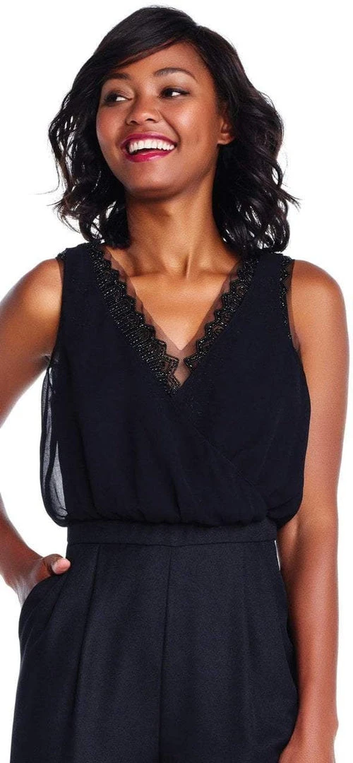 Adrianna Papell - AP1E203142 Beaded V-neck Chiffon Jumpsuit Plus Size Dresses 5 Adrianna Papell - AP1E203142 Beaded V-neck Chiffon Jumpsuit Plus Size Dresses