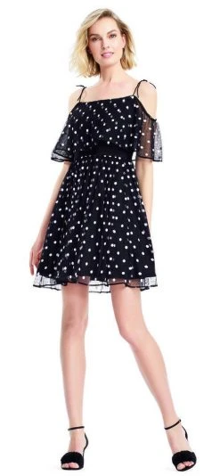 Adrianna Papell - AP1E203196 Polka Dot Square Neck A-line Dress