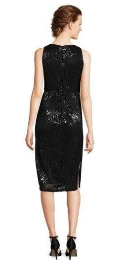 Adrianna Papell - AP1E203407 Sequined Bateau Knee Length Sheath Dress
