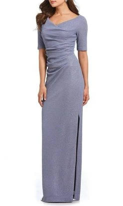 Adrianna Papell - AP1E203509 Ruched V-neck Column Dress With Slit Formal Gowns
