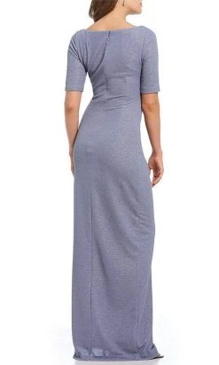 Adrianna Papell - AP1E203509 Ruched V-neck Column Dress With Slit Formal Gowns