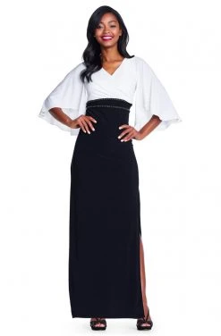 Adrianna Papell - AP1E203560 V-Neck Butterfly Sleeves Dress Formal Gowns