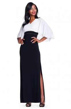 Adrianna Papell - AP1E203560 V-Neck Butterfly Sleeves Dress Formal Gowns