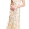 Adrianna Papell - AP1E203566 Floral Sheer Bateau Trumpet Dress
