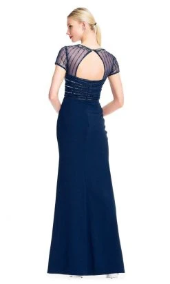 Formal Gowns Adrianna Papell - AP1E203646 Beaded Sheer Short Sleeve Trumpet Dress
