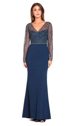 Adrianna Papell - AP1E203730 Embellished V-Neck Evening Gown Formal Gowns