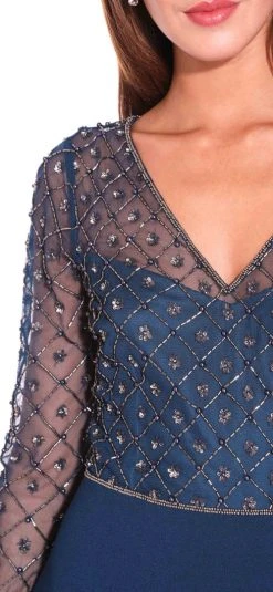 Adrianna Papell - AP1E203730 Embellished V-Neck Evening Gown Formal Gowns