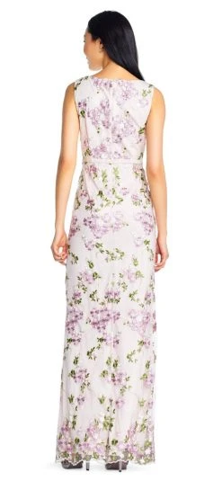 Adrianna Papell - AP1E204015 Floral Embroidered Bateau Sheath Dress